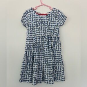 Mini Boden blue dress with pocket beach icons size 6-7